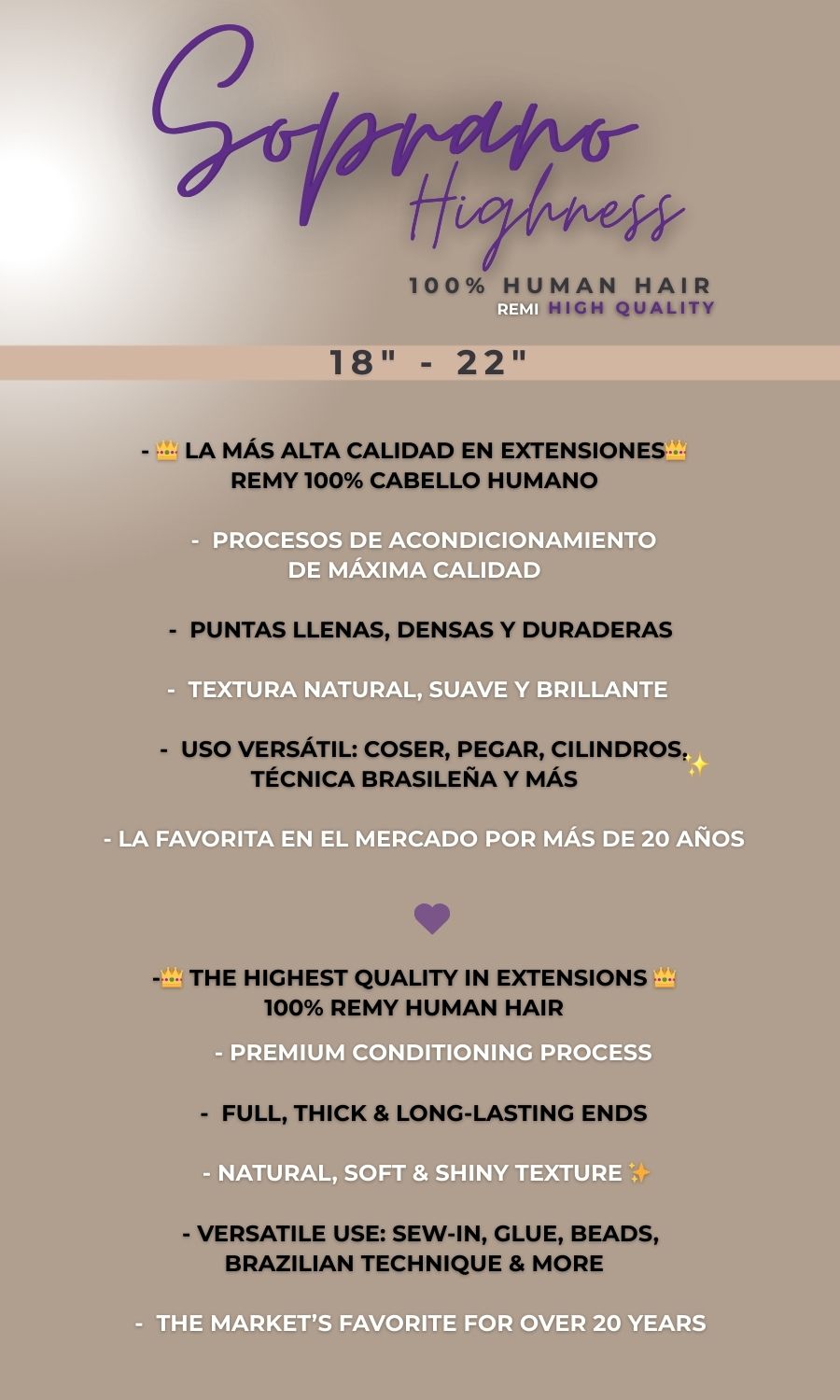 SOPRANO HIGHNESS Remy 100% Cabello Humano