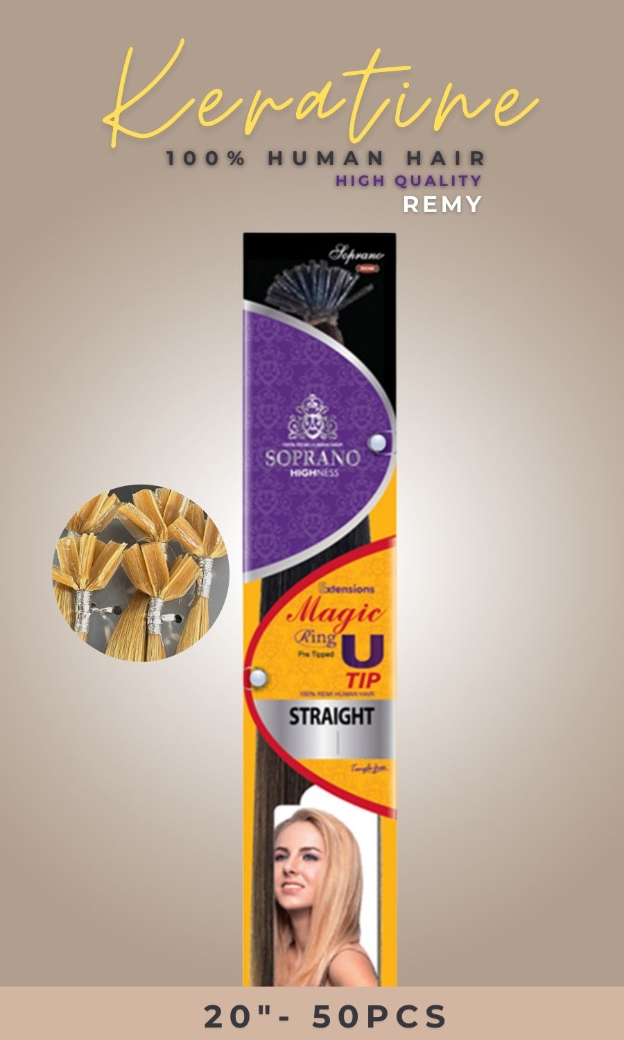 U-Tip Keratina Remy Soprano Highness 100% Cabello Humano