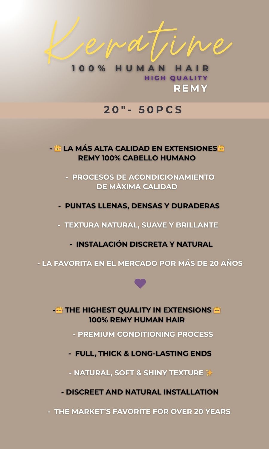 U-Tip Keratina Remy Soprano Highness 100% Cabello Humano