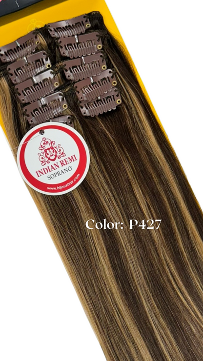 Indian Remy Clip  Soprano 100% Human Hair