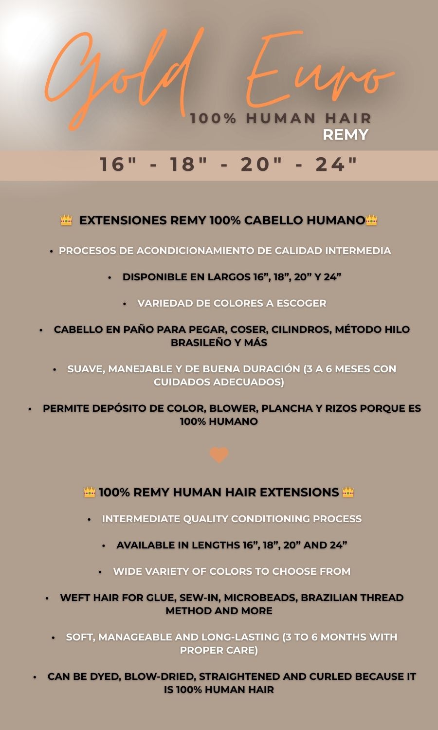 Soprano Gold Euro Remy 100% Cabello Humano