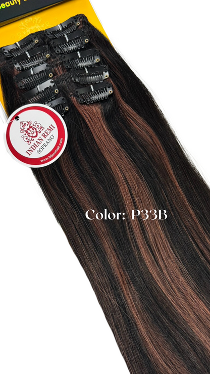 Indian Remy Clip  Soprano 100% Human Hair