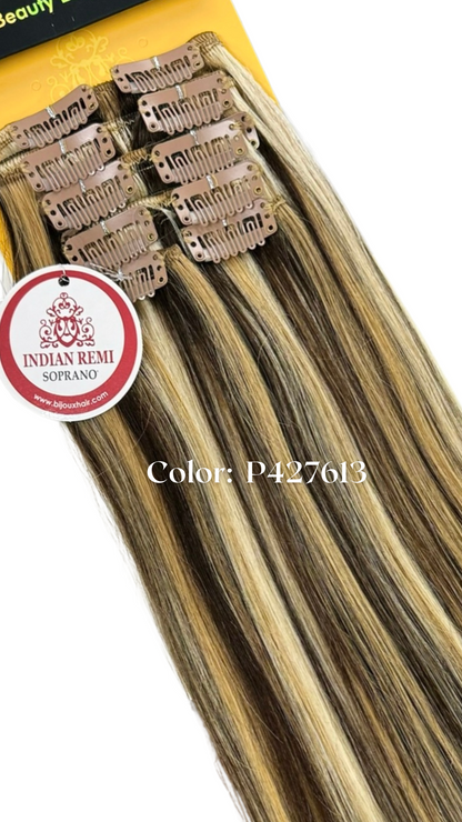 Indian Remy Clip  Soprano 100% Human Hair