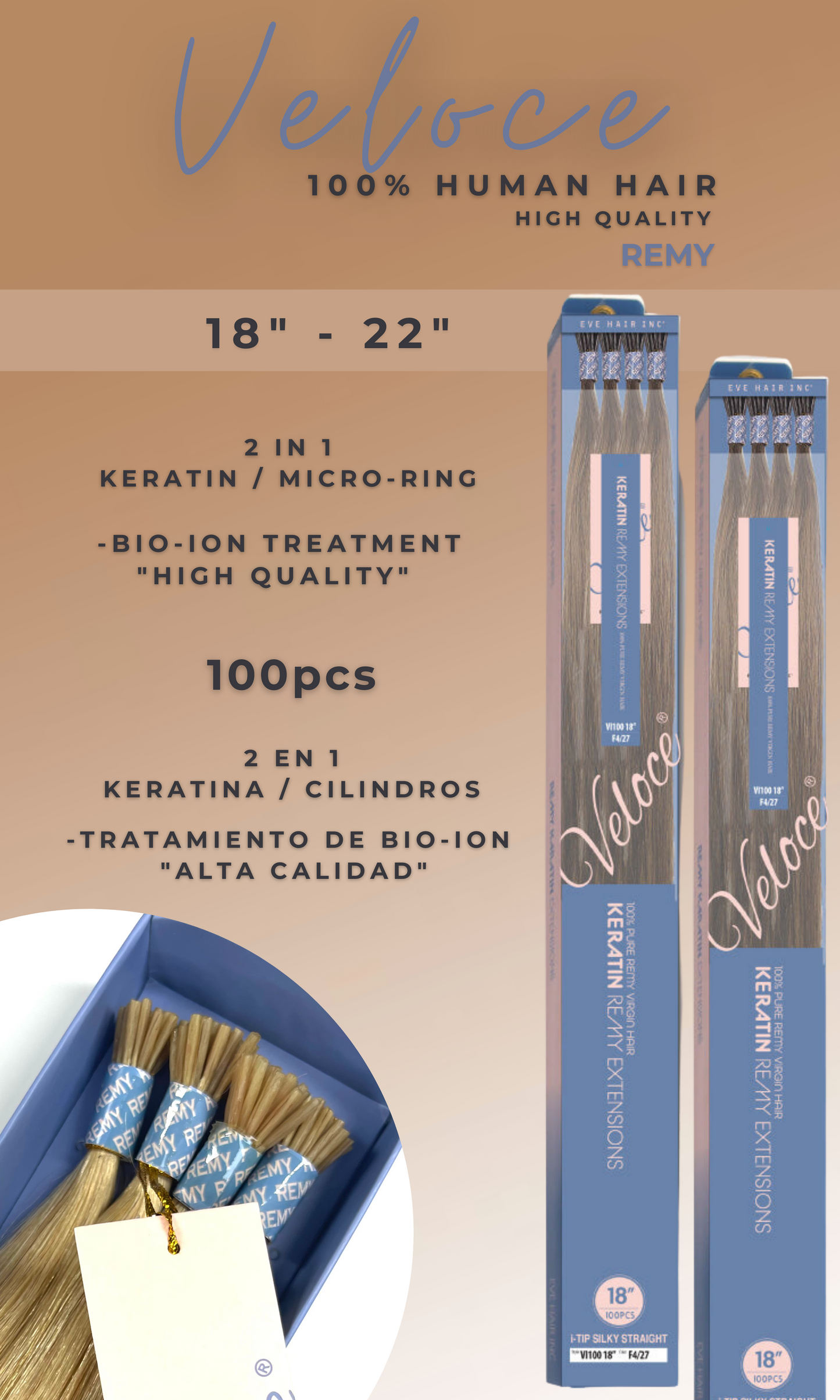 I-Tip Keratin\Micro-ring Remy 100% Human Hair